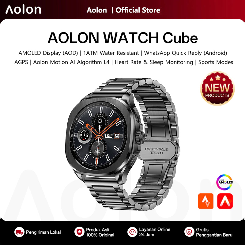 Smartwatch Watch Whatsapp - ساعة ذكية Aolon Cube بشاشة AMOLED
