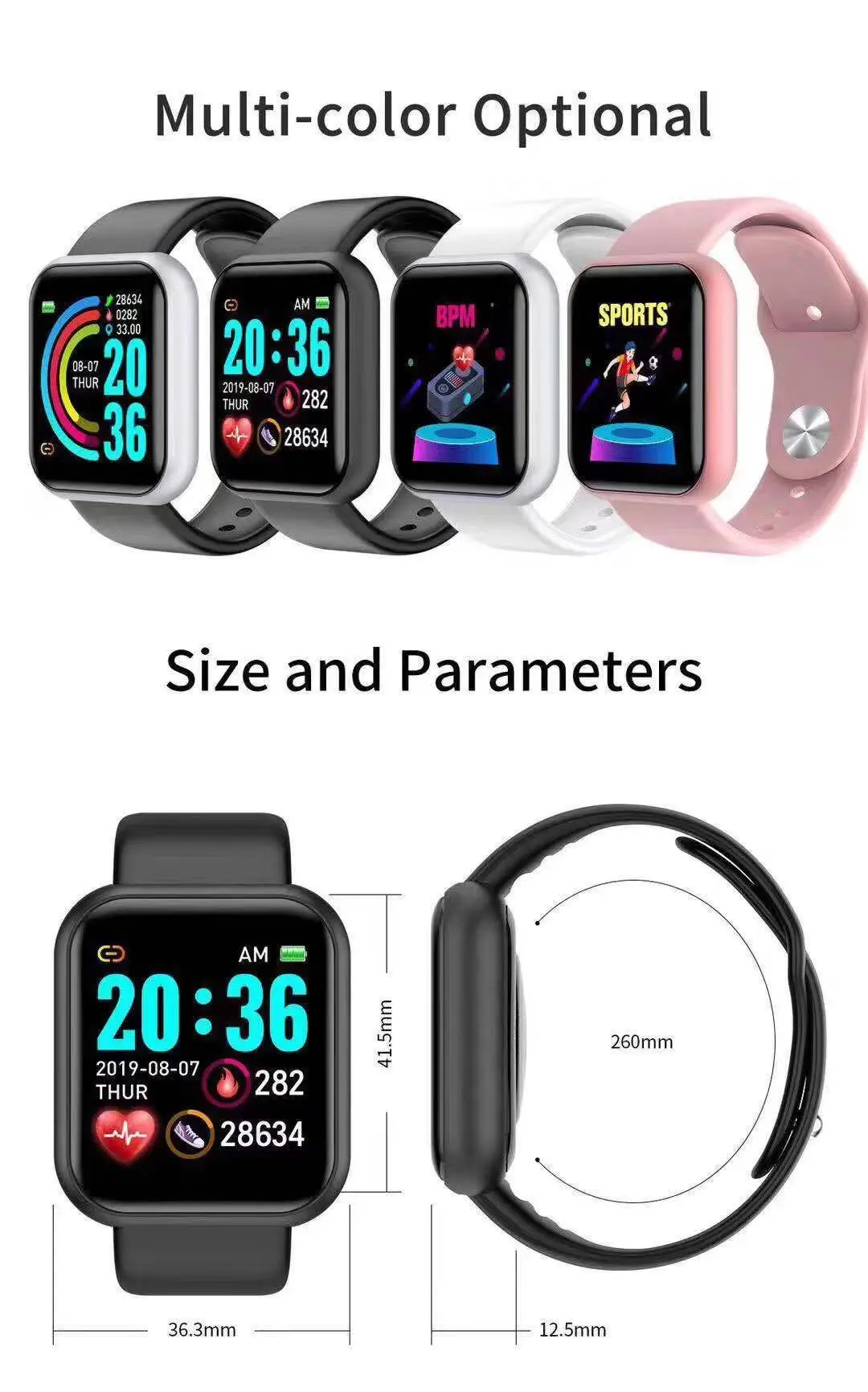 Smartwatch Digital Watches For Men - ساعة ذكية D20 Pro للرجال Y68،