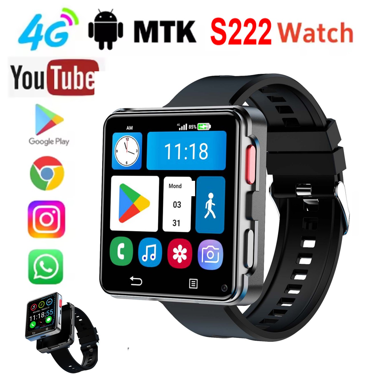 Watch Smart Smartwatch - ساعة ذكية S222 تدعم بطاقة SIM
