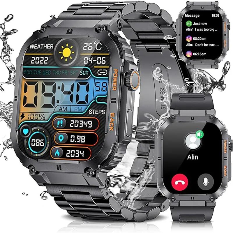 Smartwatch Digital Watches For Men - LIGE-ساعة ذكية للياقة البدنية في الهواء