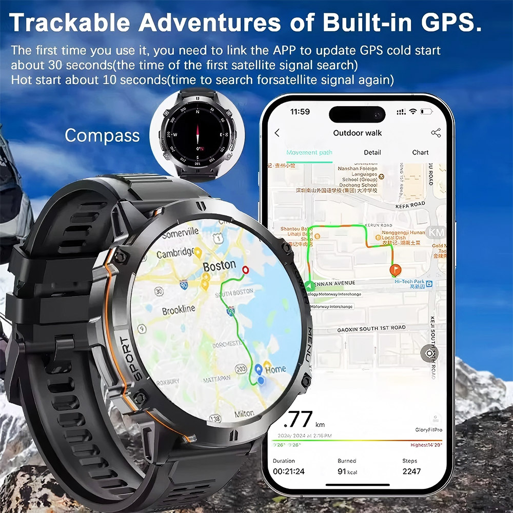 ساعة ذكية عسكرية رياضية محدثة  - مراجعة Smartwatch Professional Watches For Men وسعره
