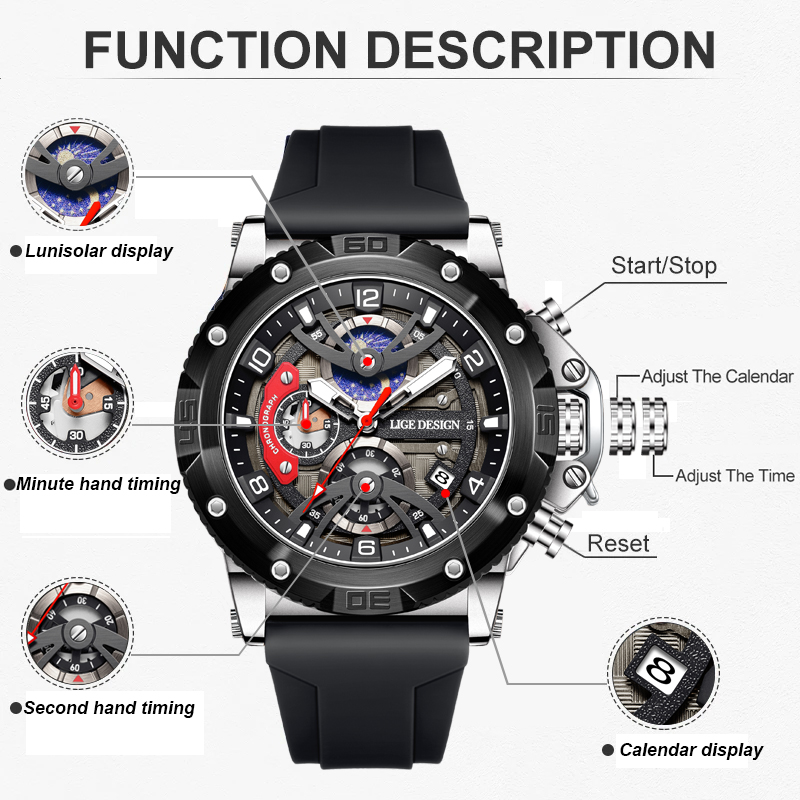 ساعة رجالية فاخرة من ماركة LIG - مراجعة Smartwatch Branded Watches For Men وسعره