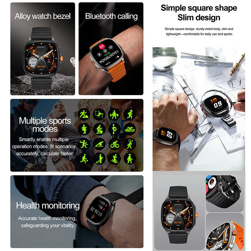 ساعة ذكية YAOCX HK73 AMOLED لل - مراجعة Smartwatch Square Watches For Men وسعره
