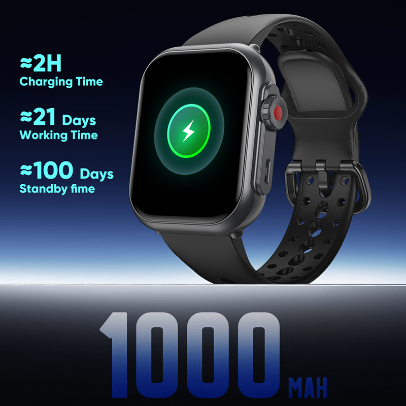 الترا K62 1000 mAh بطارية ساعة - مراجعة Smartwatch Square Watches For Men وسعره