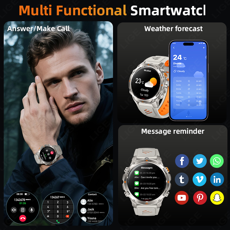 LIGE وعرة لتحديد المواقع المسا - مراجعة Watch Smart Smartwatch وسعره
