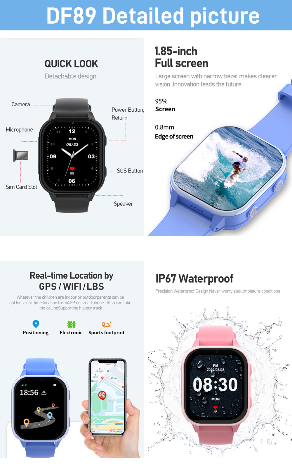 2G 4G الاطفال ساعة ذكية الهاتف - مراجعة Smartwatch Watches For Kid Boy Waterproof وسعره
