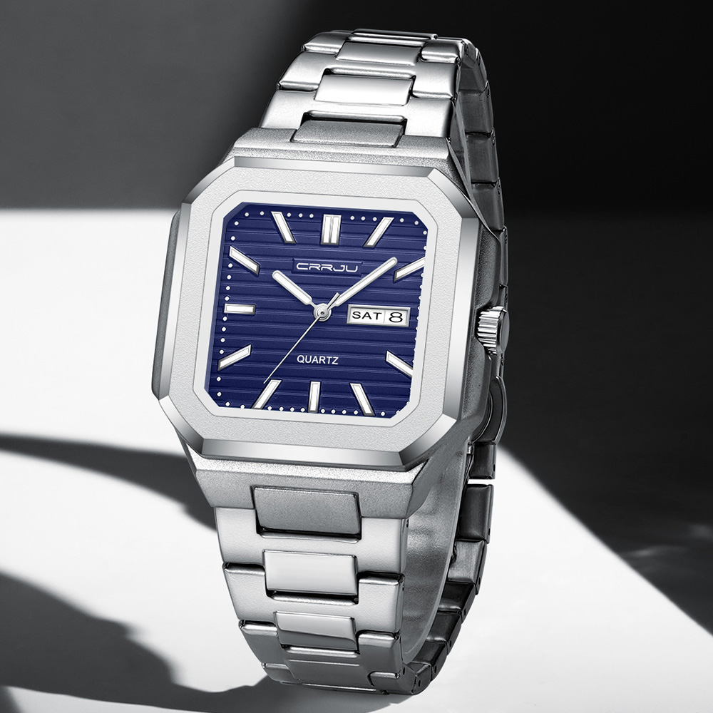 ساعة CRRJU رجالية كاجوال من ال - مراجعة Smartwatch Square Watches For Men وسعره