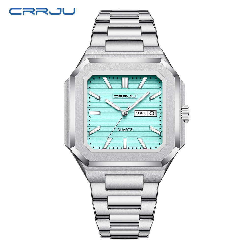 ساعة CRRJU رجالية كاجوال من ال - مراجعة Smartwatch Square Watches For Men وسعره