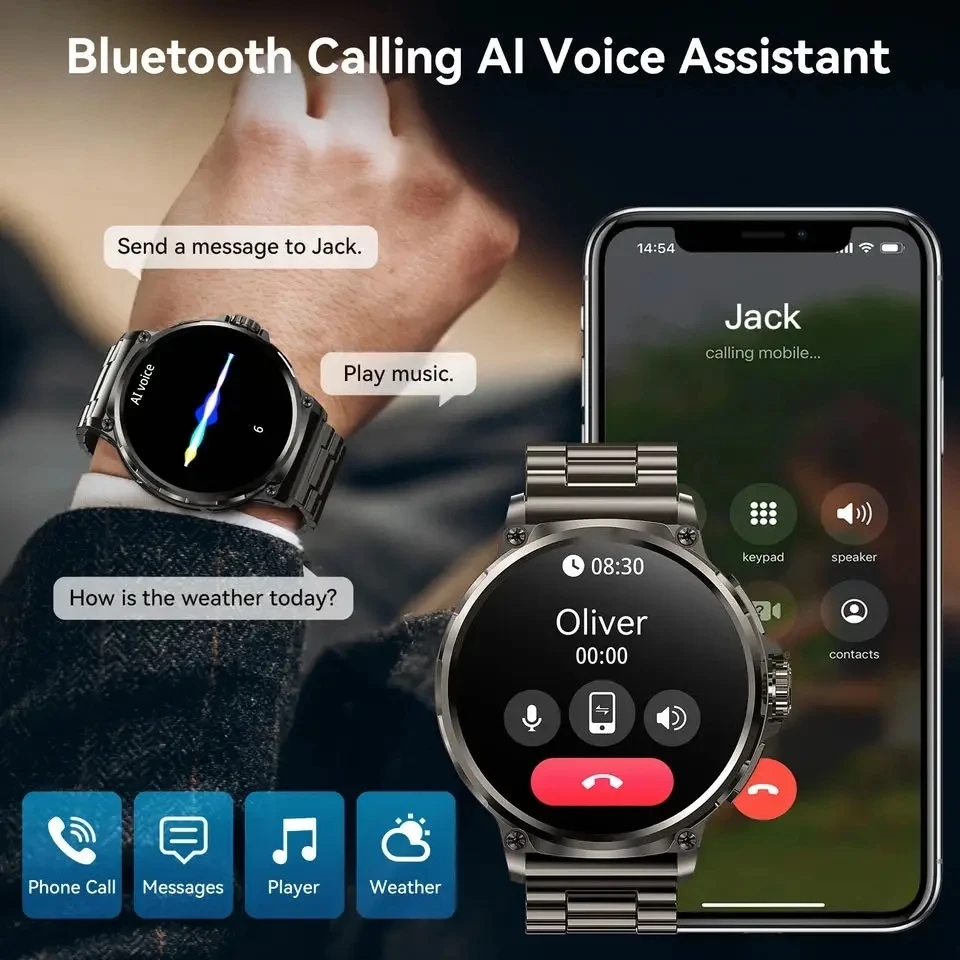 بلوتوث دعوة 360*360 1.85 بوصة  - مراجعة Smartwatch Professional Watches For Men وسعره